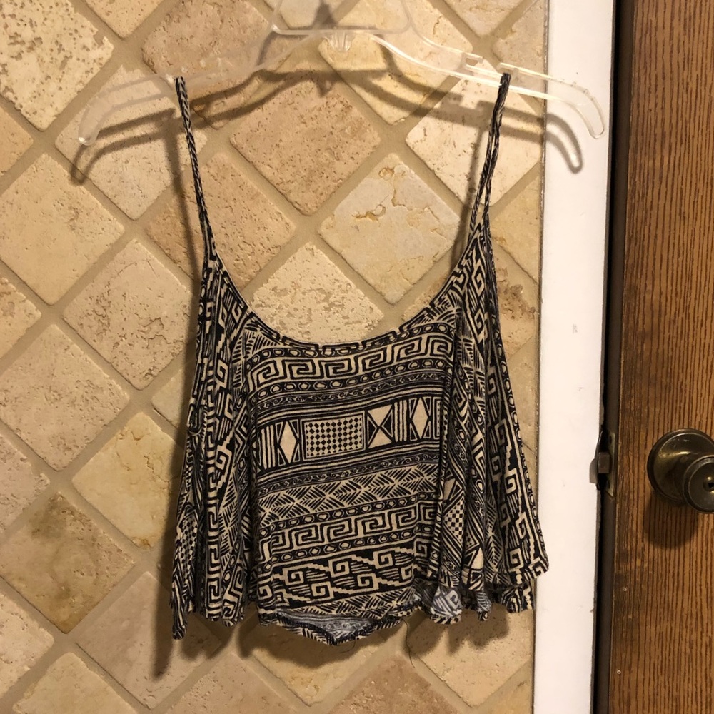 Black and Tan Patterned Crop Top